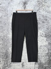 St John Black Pleated Split Hem Crop Trouser Pants Size 10