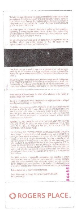 Oilers Canucks Unused Ticket Hendrik Sedin Daniel Sedin Last Game in NHL 4/7/18 - Image 2 of 2