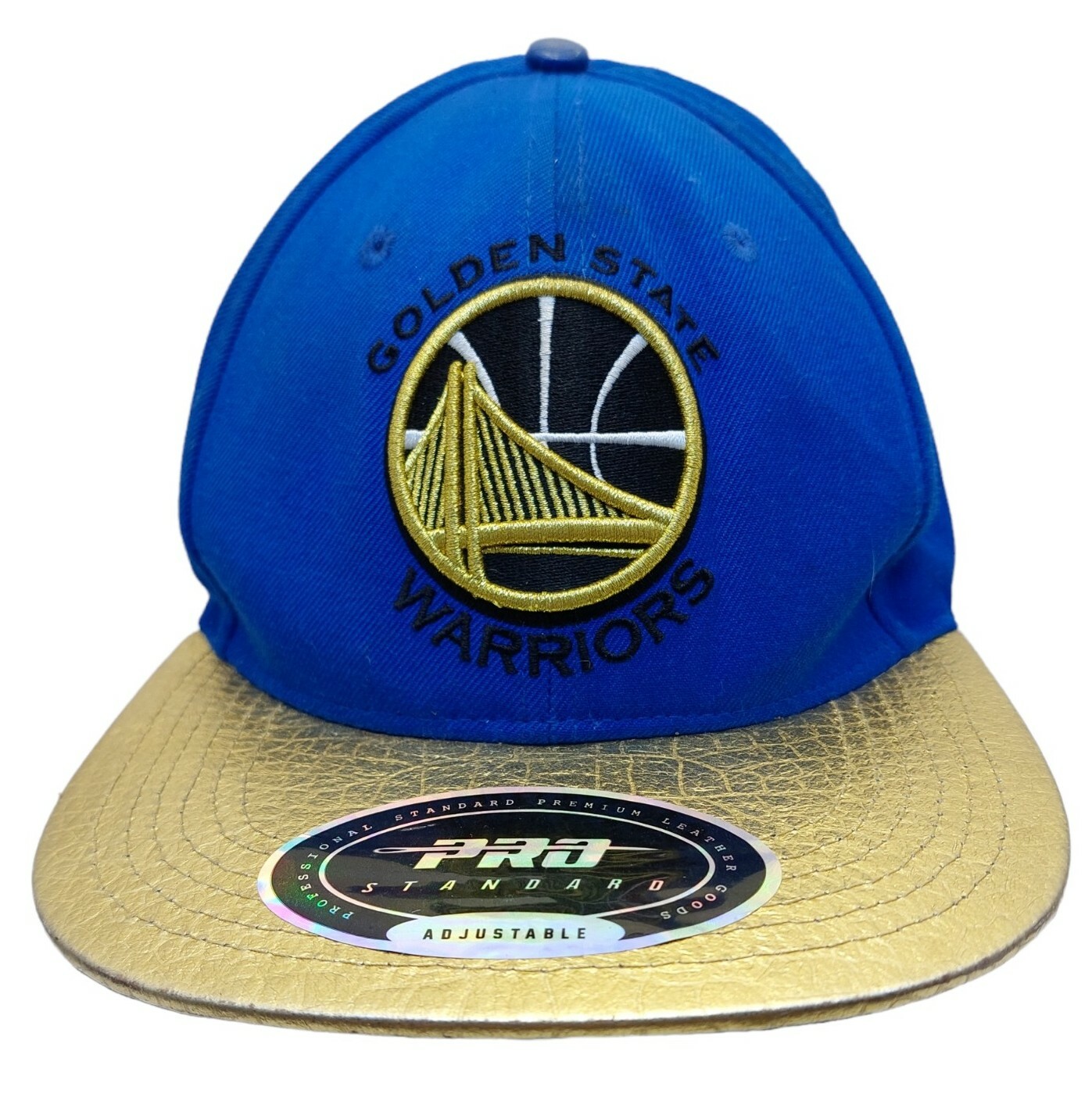 Golden State Warriors Hat Snapback Blue Gold Leather Visor  Pro Standard NBA