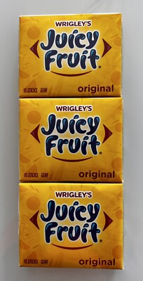 3 x 15 Streifen (45 Stück) Wrigley`s JUICY FRUIT Chewing Gum Kaugummi 06/26 NEU