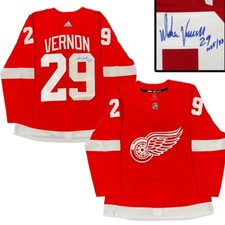 MIKE VERNON Signed Detroit Red Wings Red Adidas PRO Jersey - HOF 23