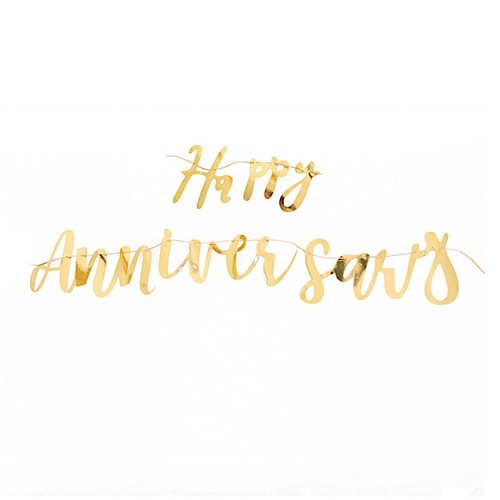10 ft Metallic Gold "Happy Anniversary" Banner Party Events Home Decorations - 第 1/9 張圖片