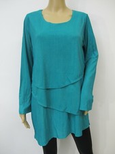 Travel Knit Long Sleeve Layered Asymmetrical Tunic Top Size L Hunter Green