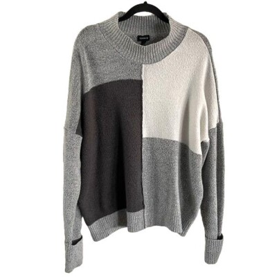 Torrid Plus Size 2X Gray Color Block Sweater Cozy Fall Winter Casual