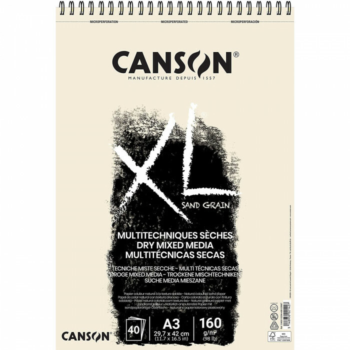Canson xl sand grain blocco A4 160gr 40 fogli naturale semiruvidi