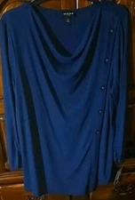 I.N. Studio woman top FAUX BUTTON DOWN Ocean Blue 3X NWT 