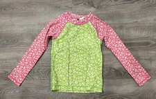 Ralph Lauren Girl's Rash Guard Size 5 Pink Green Floral Long Sleeve Polo