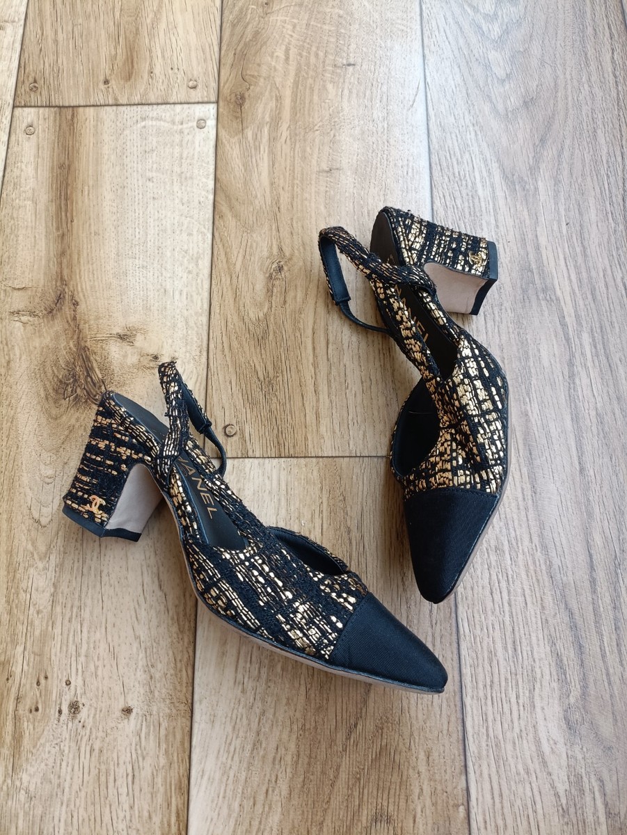 CHANEL TWEED SLINGBACK PUMPS SIZE 35 EU, 4.5 US, 2.5 UK | eBay CHANEL TWEED SLINGBACK PUMPS SIZE 35 EU, 4.5 US, 2.5 UK | eBay