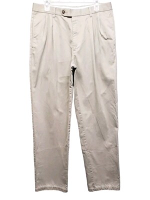 Gary Player Pants Mens Fits 34x32 Dress Khaki Pleated Gray Trousers 34x34
