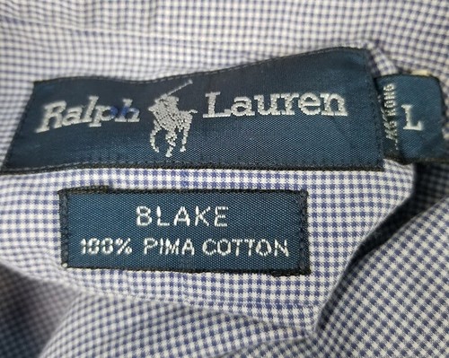 Camisa Ralph Lauren Abotonada Para Hombre Grande Azul Blanco Cuadros Manga Larga Pony Blake - Imagen 4 de 9