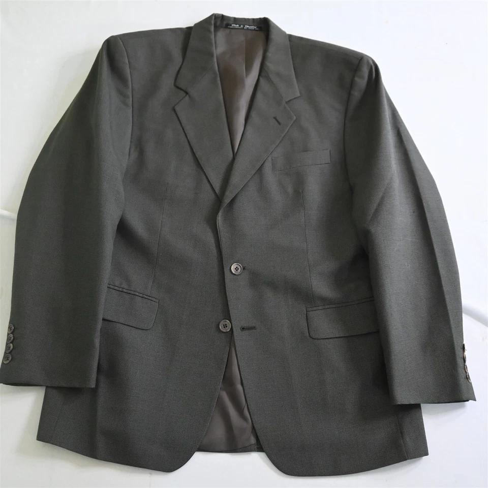 Chaqueta Pantalones Traje De Colección Para Hombres 42R 34x32 Verde Tejido De Cesta Lana Foto 2 de 4