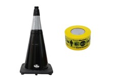28"Traffic Safety Cone, Black Base One Tape with High-Visibility Pendamic Tape 