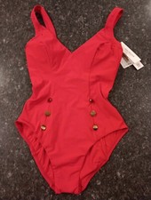 Amoressa Swimwear  Devine Red One Piece Maillot Style Swimsuit Sz 8 NWT