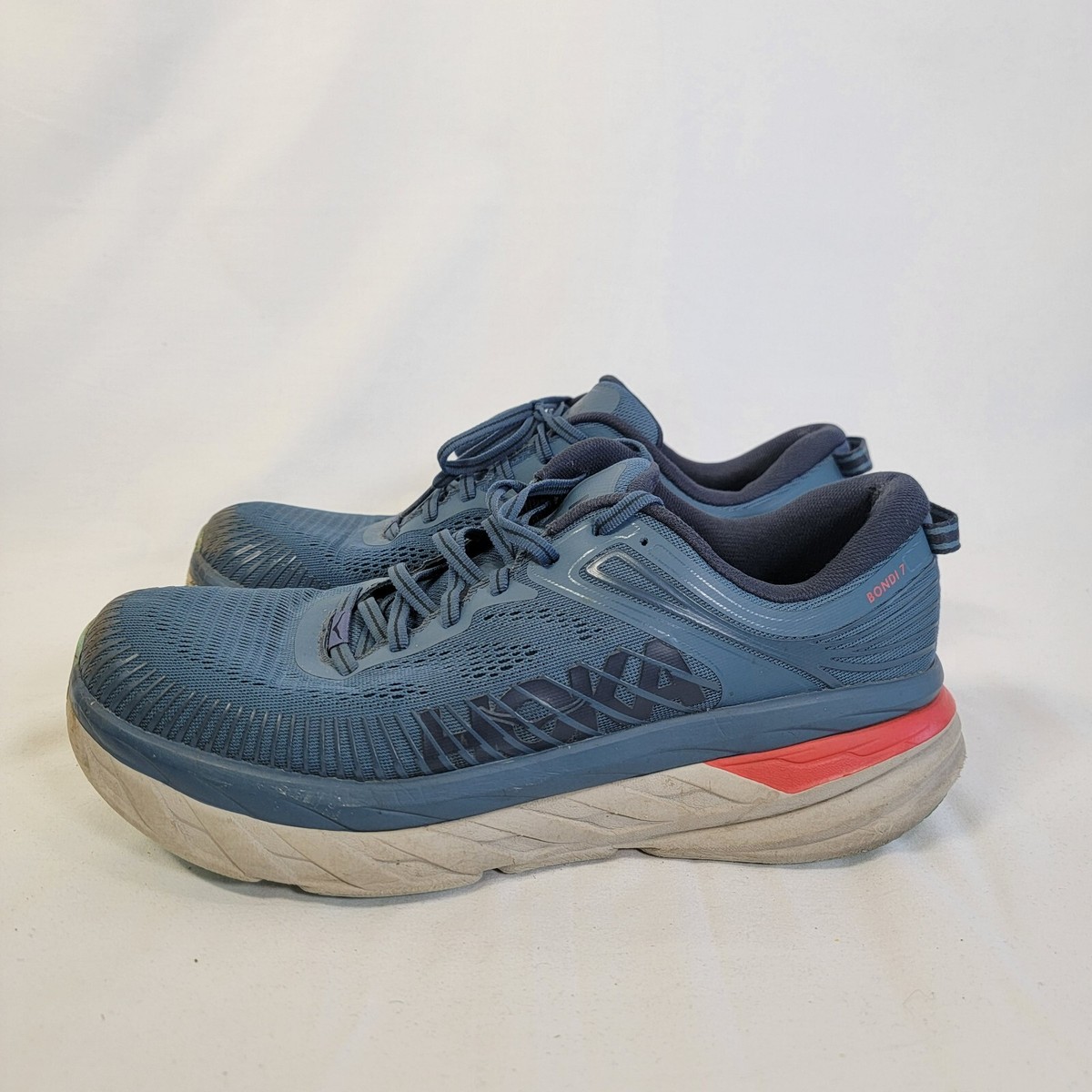 Hoka One One Bondi 7 Blue Orange Running Sneaker Shoe Mens 