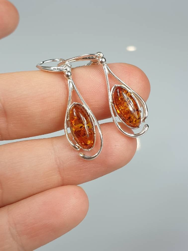 ámbar Pendientes de plata de 925 Joyas de ámbar marrón | eBay