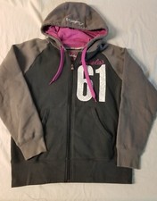 Cabellas 1961 Gray Pink Full Zip Hoodie Sweatshirt Ladies Size Medium Comfy