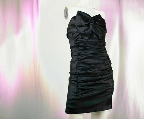 MASQUERADE neues schwarz silbergraues solides trägerloses festliches Damenkleid Größe M - Bild 10 von 11