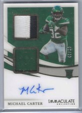 MICHAEL CARTER 2021 PANINI IMMACULATE ROOKIE DUAL PATCH AUTO RC #D 47/99