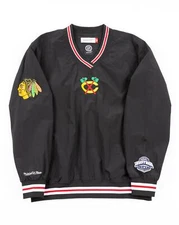 MENS MITCHELL & NESS NHL CLASSIC NYLON PULLOVER CURRENT LOGO BLACKHAWKS