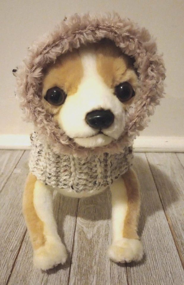 handmade crochet dog pet hood hat cat snood xs small cream fleck - Image 3 of 3