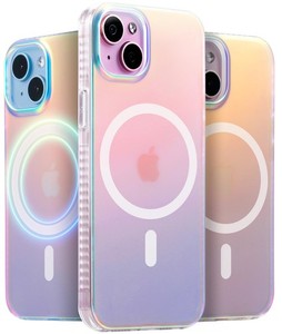 Magnetic Case for iPhone 15 Magsafe Fluorescent Holographic Iridescent