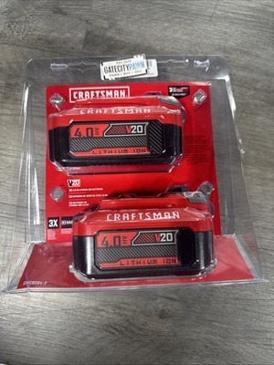 Brand New Craftsman 2 Pack CMCB204-2 V20 Lithium ION 4.0Ah Battery NEW FREE SHIP