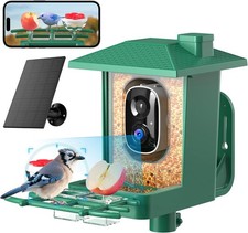 Bird Feeder with Camera Outdoor Solar: Smart Birdfeeder AI Green