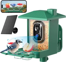 Bird Feeder with Camera Outdoor Solar: Smart Birdfeeder AI Green 