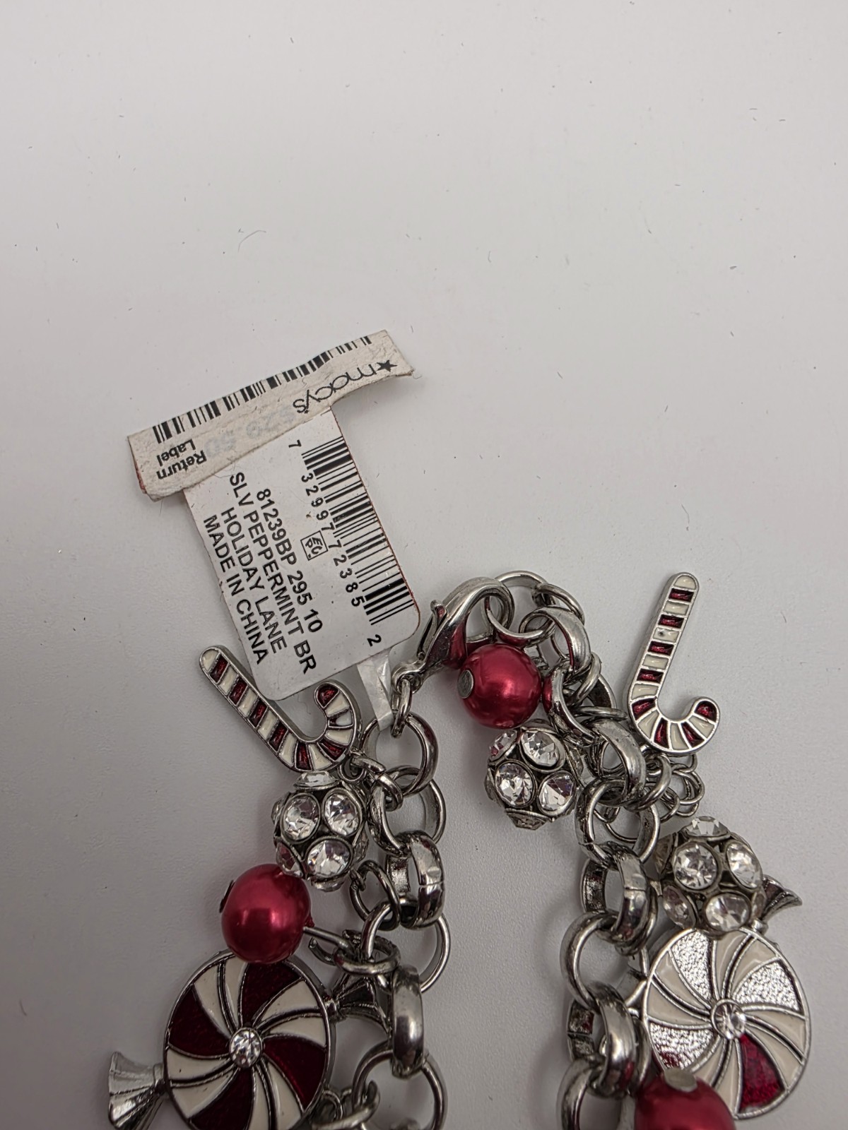 Macy's Christmas Themed Charm Bracelet With Peppermint Charms