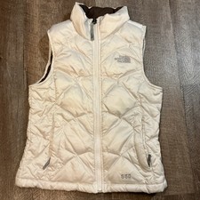 The North Face Kids 550 Fill Down Puffer Vest Cream Zip Up Insulated