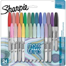 Sharpie Permanent Markers Mystic Gem And Classic Colors Fine Tip 24 Pack