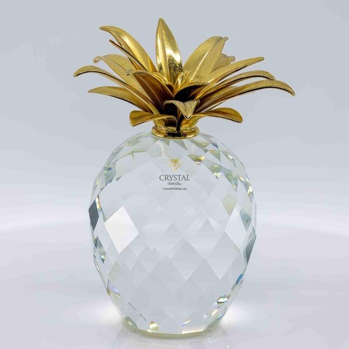 SWAROVSKI Figurine Pineapple Gold Large Smooth Leaves 010044 V2 - Picture 10 of 10