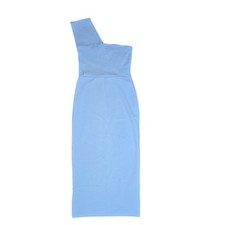 PRETTYLITTLETHING Dusty Blue One Shoulder Draped Midi Dress Size 4
