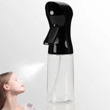 Spray Bottle for Hair Continuous Ultra Fine Mist (200ml) 6.8 Ounces, Black 