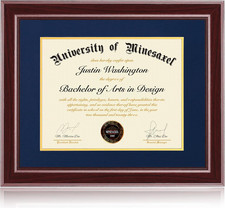 16X20 Diploma Frames 13X17 with Blue Mat, Fits Degree Certificate Document, 20 X