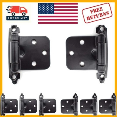 Flush Overlay Cabinet Hinges 8-Pack   Elegant Matte Black Self-Closing Design