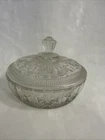AVON Depression Clear Glass Candy Dish With Lid, Vintage