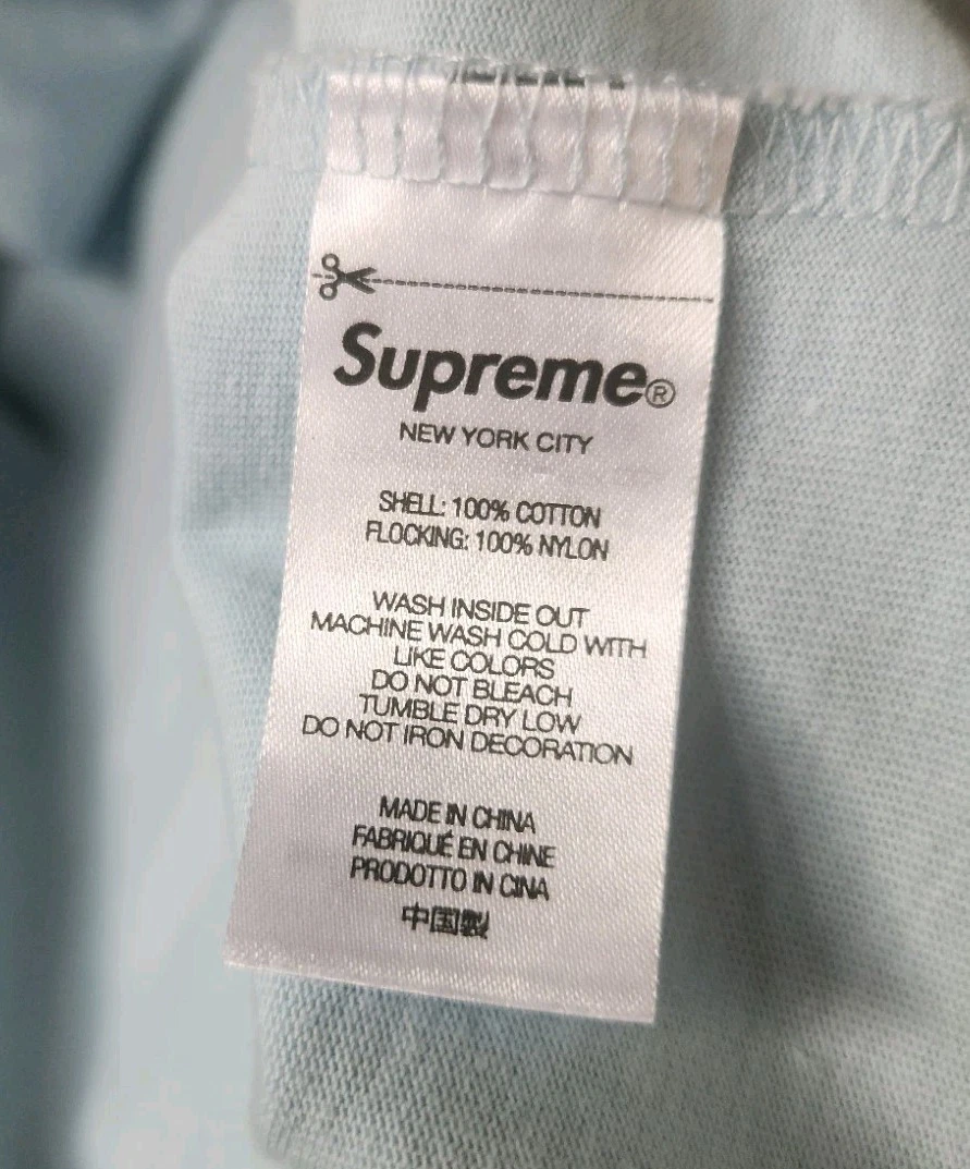 Top SS23 Supreme Celebré con cappuccio L S taglia L grande felpa con cappuccio blu chiaro