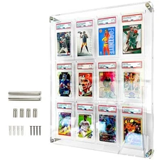 Acrylic Psa Card Slab Display Case - 12 Graded Card Holder Frame for Wall Mount