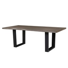 Black and Oak Finish Contemporary Dining Table 1pc Metal Base Wooden Furniture