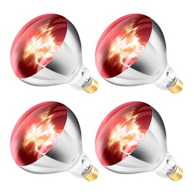 250W R40 Red Heat Lamp Bulbs (4-Pack), Infrared Heat Bulbs, Infrared Therapy ...