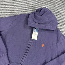 Polo Ralph Lauren Sweatshirt Hoodie Youth Boys Small Blue Full Zip Long Slv New