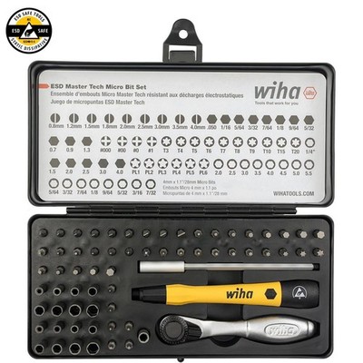 Wiha System-4 ESD Safe Master Technician Ratchet and MicroBit Set, 65-Piece