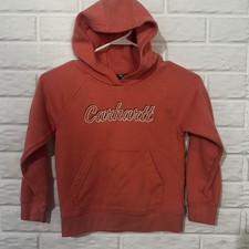 Carhartt Pullover Hoodie Girls 6 Peach Pink Hooded Sweatshirt Wordmark