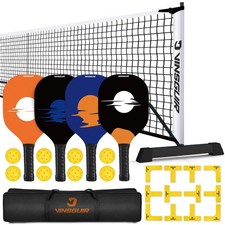 Pickleball Net Set, Portable Pickleball Net with 4 Pickleball Paddles, 8 Pick...