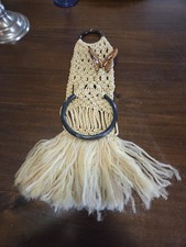 vintage 1970s handmade macrame guest towel holder, Butterfly, Boho, 70s Vibe
