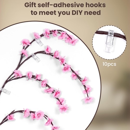 Luci LED Ramo Albero Ciliegio per Parete, Fiori di Ciliegio Salice Vite Ramo Decorazione... - Foto 7 di 9