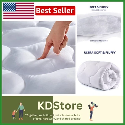 Luxury Microfiber Quilted Twin Mattress Pad with Deep Pocket - Image 1 of 4