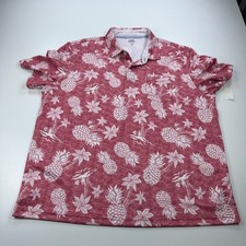 NEW Izod Polo SHirt Mens 2XL XXL Tropical Pineapple Stretch Causal