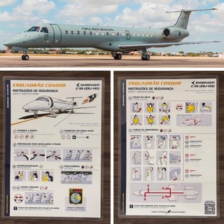 SAFETY CARD MILITARY EMBRAER C 99 BRAZILIAN AIR FORCE RARE